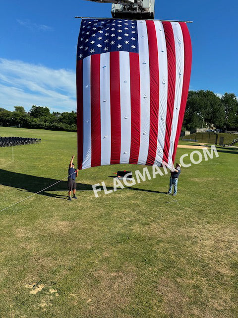 Polyester American Flag with Wind Slits for Hanging on Fire Trucks & Cranes *Made in USA*