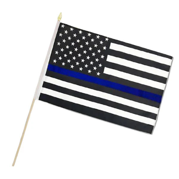 Thin Blue Line Cemetery Stick Flag (50 Star Design)