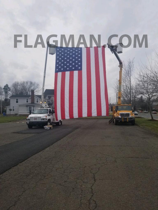 Polyester American Flag with Wind Slits for Hanging on Fire Trucks & Cranes *Made in USA*