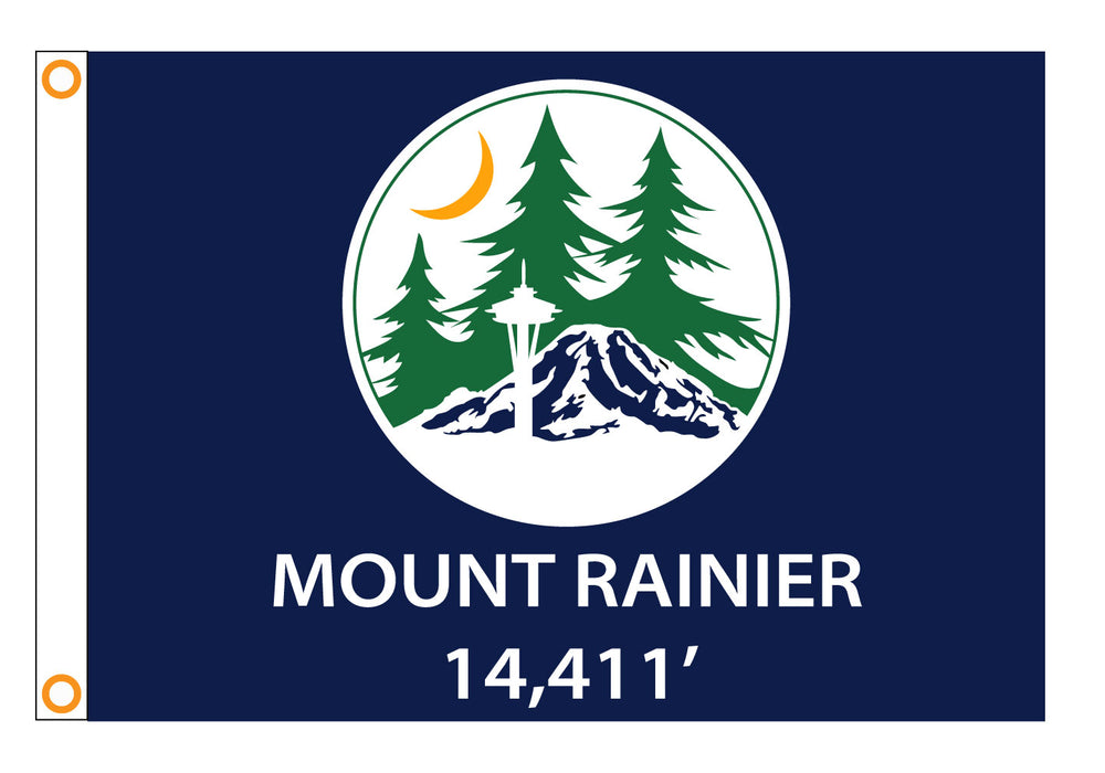 Mount Rainer Printed Flag - 14"x20" - Nylon - Single Reverse - Heading & Grommets